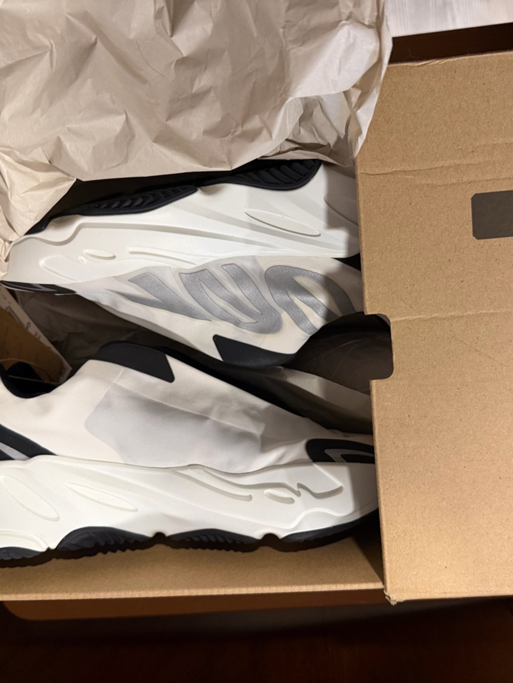 Men's White and Black Adidas YEEZY boost 700 MNVN